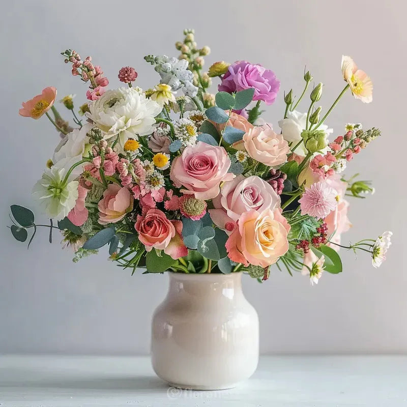 Mixed bouquet in a vase.